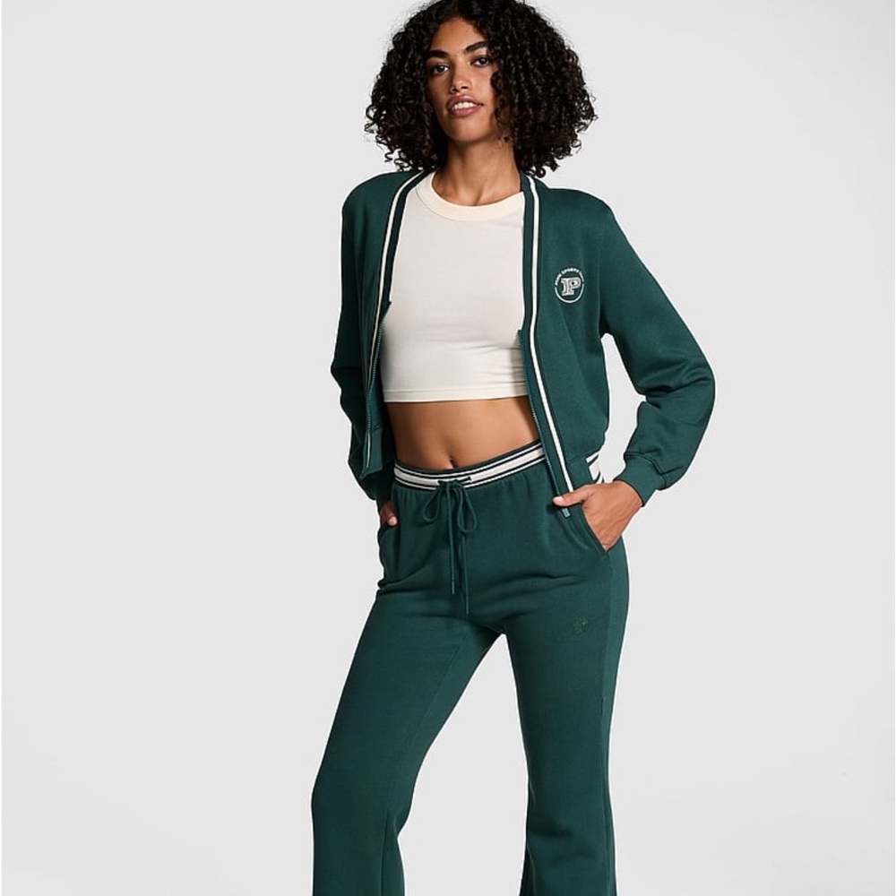 NWT Victoria’s Secret Ivy fleece zip up cardigan AND split hem fleece pants- L